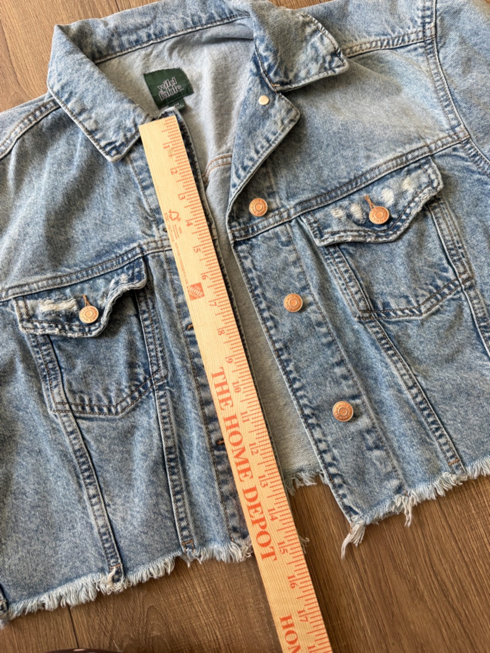 wild fable Light Wash Blue Cropped Denim Jacket - SZ XXS - Picture 8 of 10